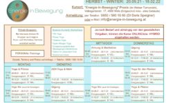 HERBST / WINTER Kurs- und Workshopplan … Start: 20.09.2021