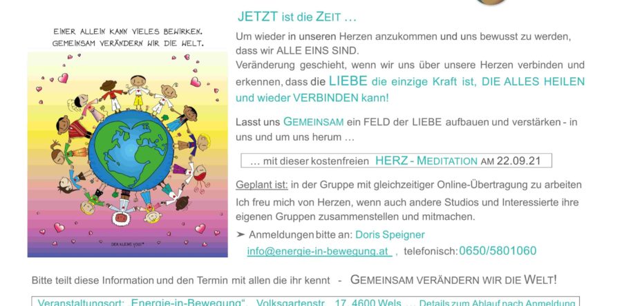HERZ-Meditation, Mittwoch 22.09.2021 um 20:30