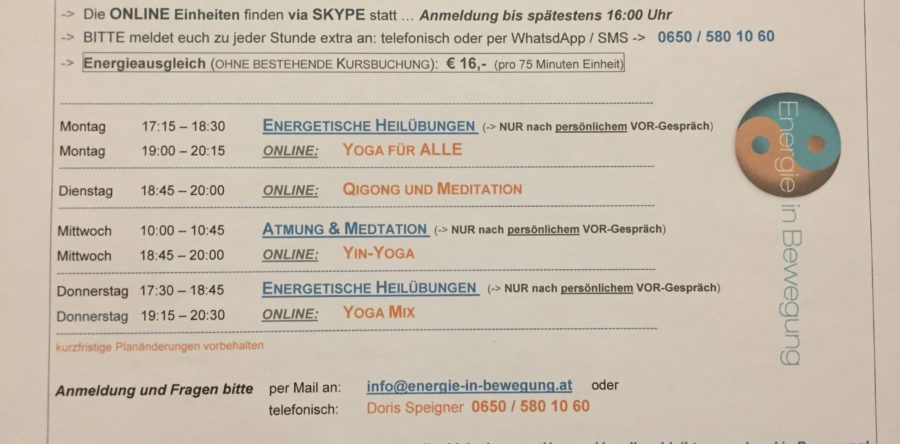 INTERIMISTISCHER  K U R S – Plan gültig ab 22.11.2021